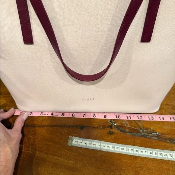 Ted Baker London Pink and Burgundy Floral Tote Bag Rose Gold Accents - Picture 4 of 16